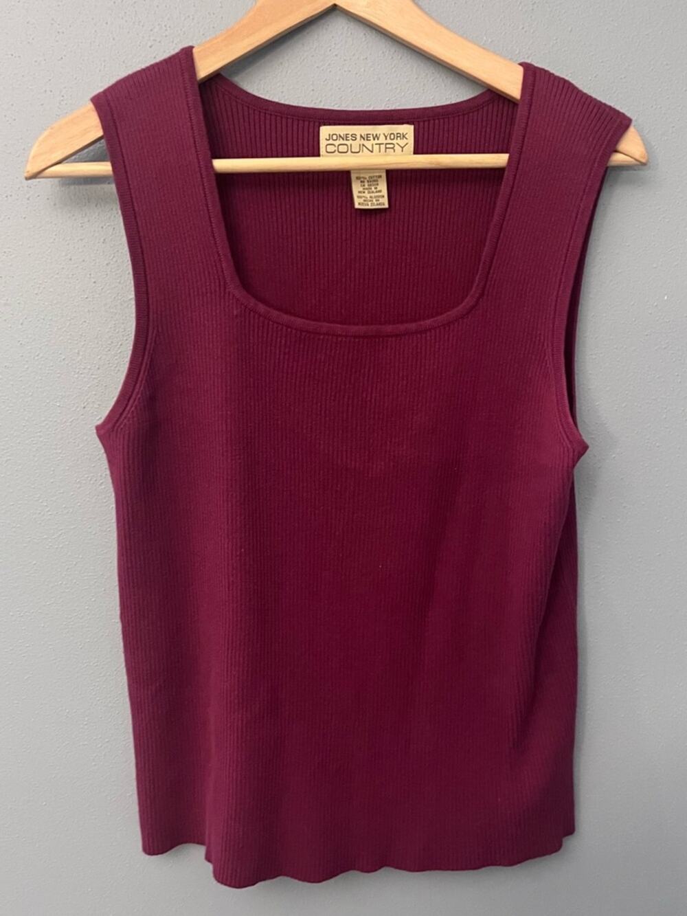 Vintage Jones New York Ribbed Square-Neck Sleeveless Sweater
